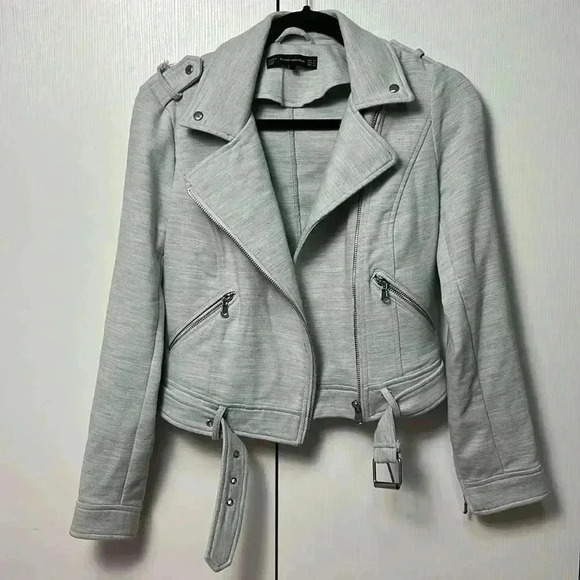 Trafaluc by Zara grey moto jacket with silver detail size XS - Picture 1 of 12